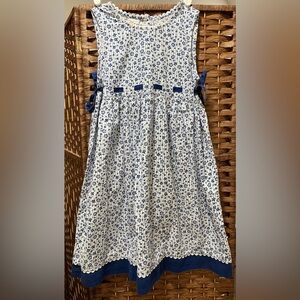 DISNEY KIDS Floral Blue and White Dress 100% COTTON | SIZE 7/8